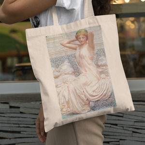 Woman in Sheer Dress Vintage Canvas Tote